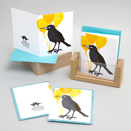 Our grackle block print greeting cards celebrate every holiday and occasion with a touch of humor.