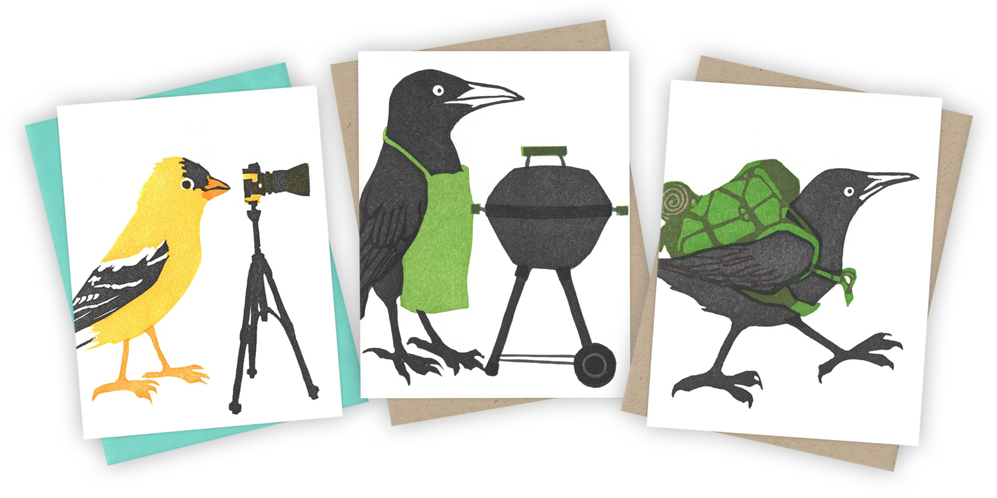 original block print greeting cards