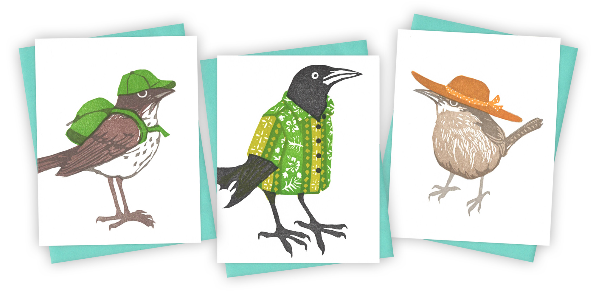 original block print greeting cards