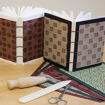 photo of coptic stitch binding with paper covers